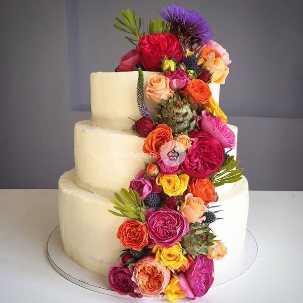 Свадебные торты с цветами - СВ1