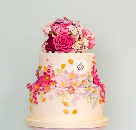 Свадебные торты с цветами - СВ6