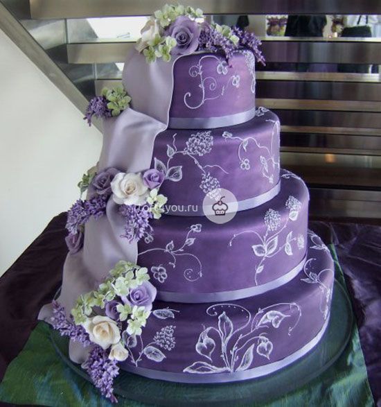Фиолетовый свадебный торт - FS8