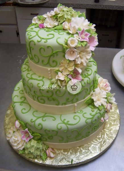 Зелёный свадебный торт - WG9
