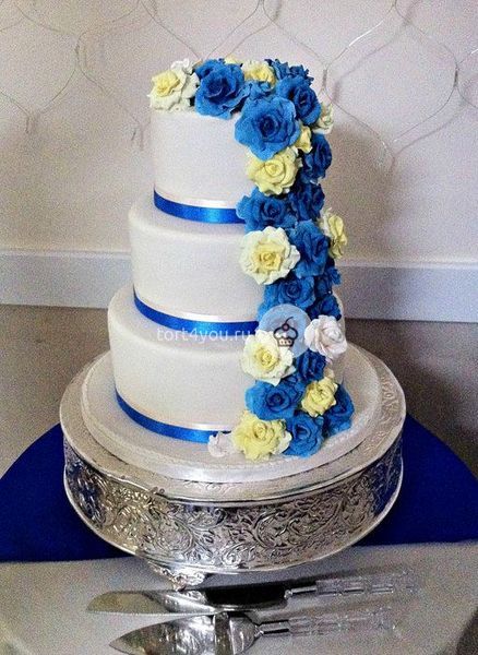 Синий свадебный торт - WB10