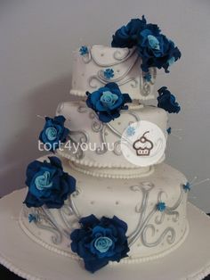 Синий свадебный торт - WB6