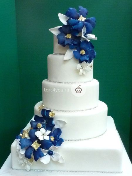 Синий свадебный торт - WB7