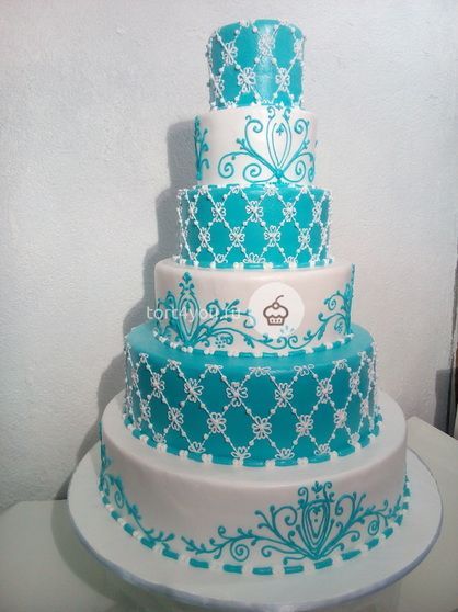 Синий свадебный торт - WB9
